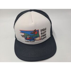 Vintage Eagle Bluff Canoe Floats Mesh Trucker Snapback Hat Cap Tahlequah OK 80s